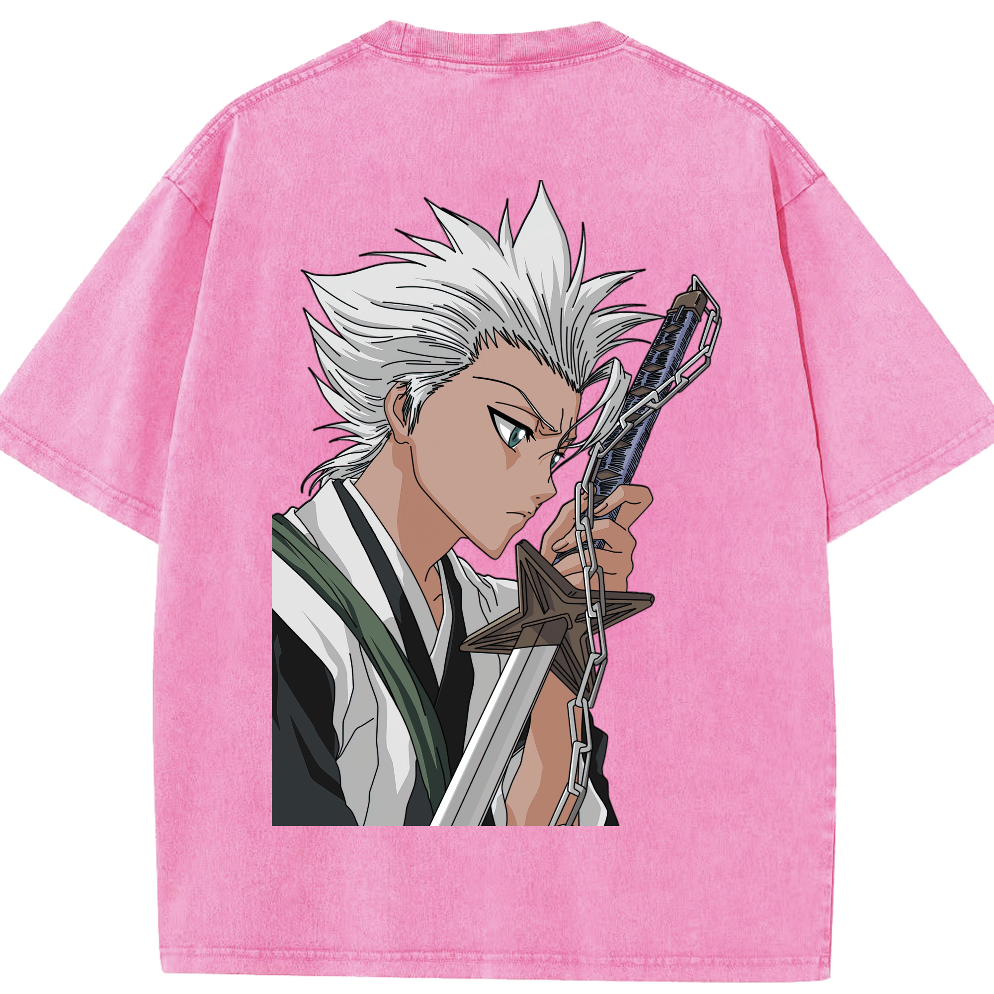 （画像用） ブリーチ 日番谷冬獅郎（ひつがや とうしろう） BLEACH Hitsugaya Toushirou 綿100% ヴィンテージ風 半袖Tシャツ（背面プリント）